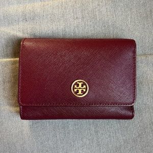 Maroon Tory Burch Saffiano Wallet